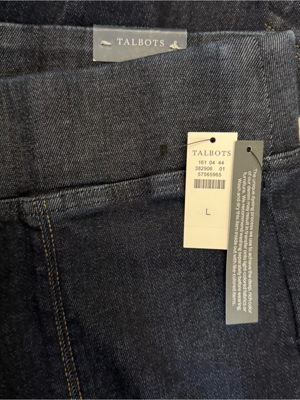 Talbots Dark Blue Flare Leg Travel Jean Front Seam Size Large NWT - Picture 4 of 6